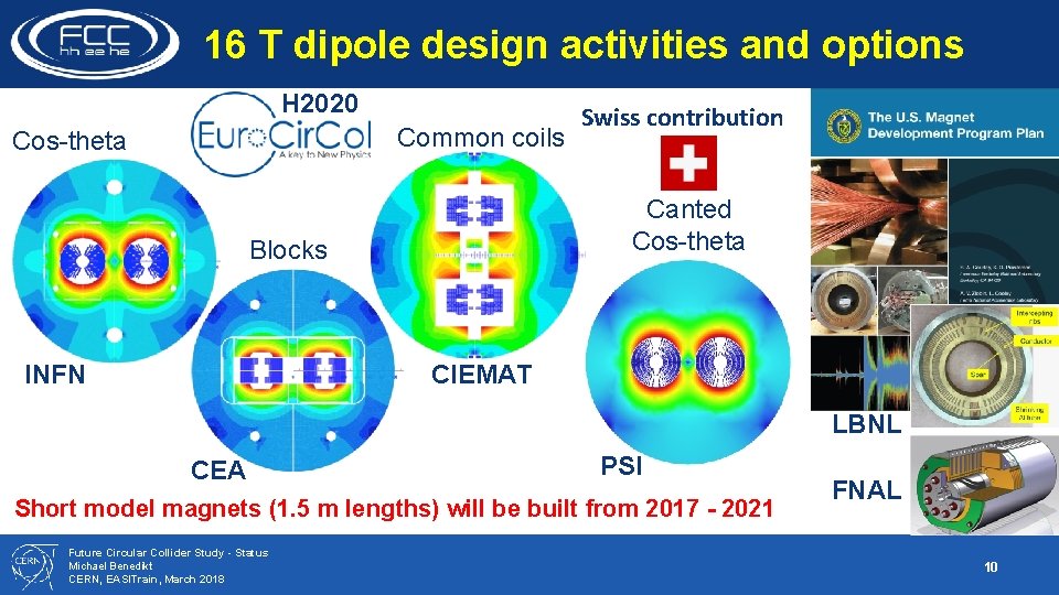 16 T dipole design activities and options H 2020 Common coils Cos-theta Canted Cos-theta
