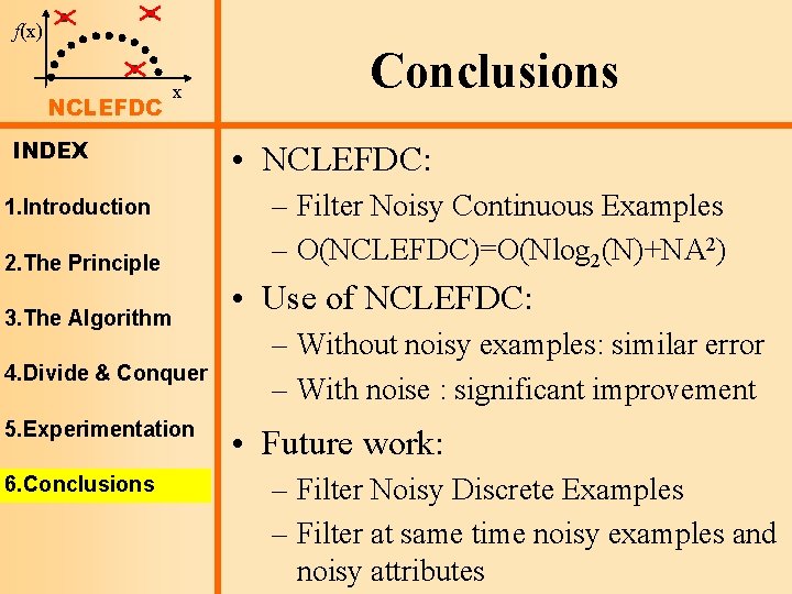 f(x) NCLEFDC x INDEX 1. Introduction 2. The Principle 3. The Algorithm 4. Divide