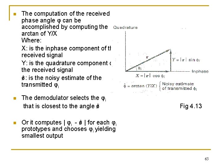 n The computation of the received phase angle φ can be accomplished by computing
