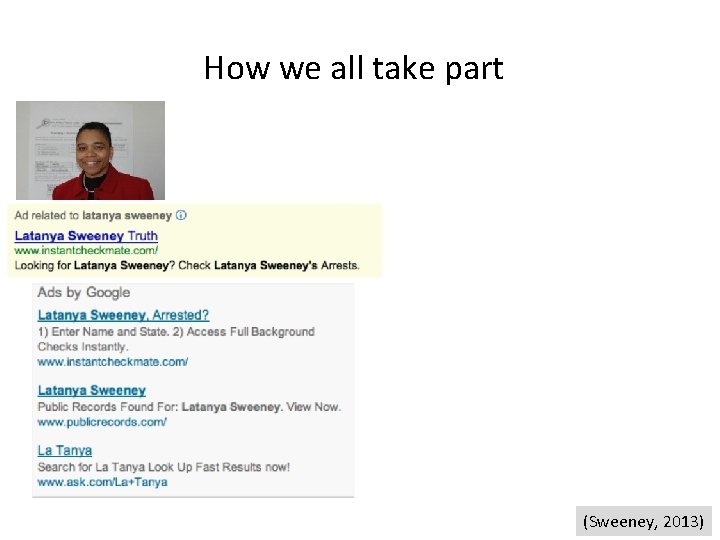 How we all take part (Sweeney, 2013) 