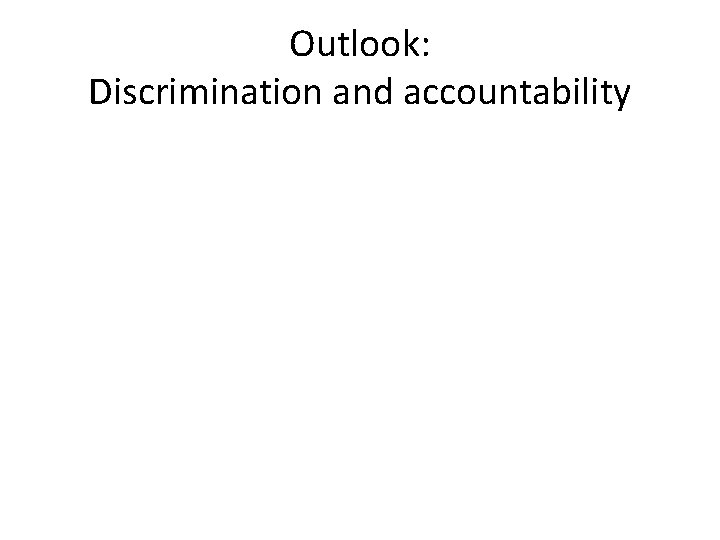 Outlook: Discrimination and accountability 