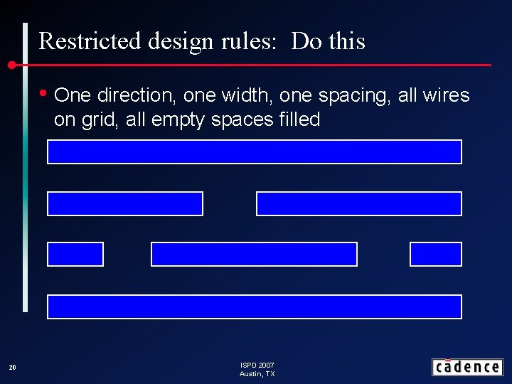 Restricted design rules: Do this • One direction, one width, one spacing, all wires