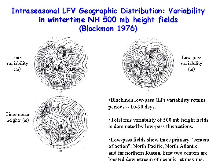 Intraseasonal LFV Geographic Distribution: Variability in wintertime NH 500 mb height fields (Blackmon 1976)
