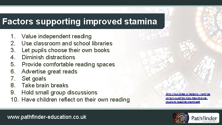 Factors supporting improved stamina 1. 2. 3. 4. 5. 6. 7. 8. 9. 10.