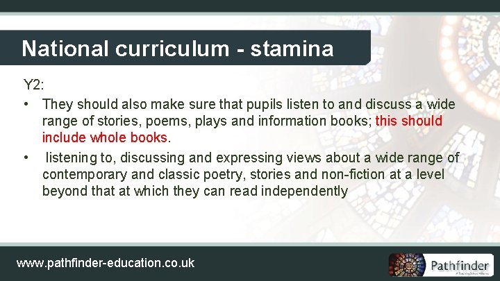 National curriculum - stamina Y 2: • They should also make sure that pupils