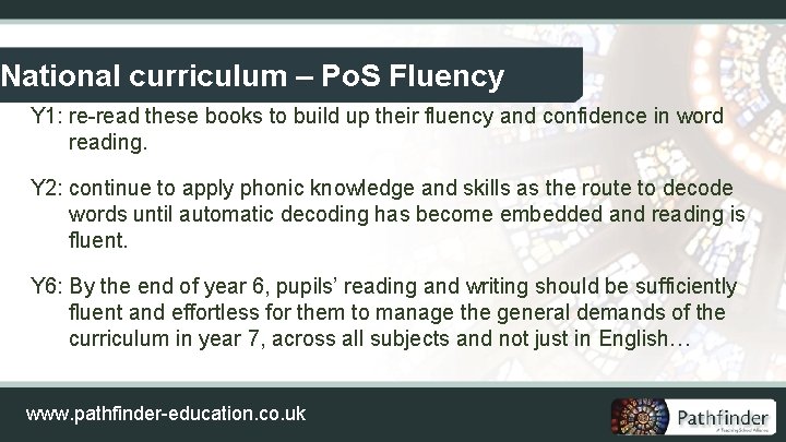 National curriculum – Po. S Fluency Y 1: re-read these books to build up