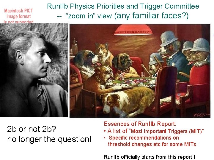 Run. IIb Physics Priorities and Trigger Committee -- “zoom in” view (any familiar faces?