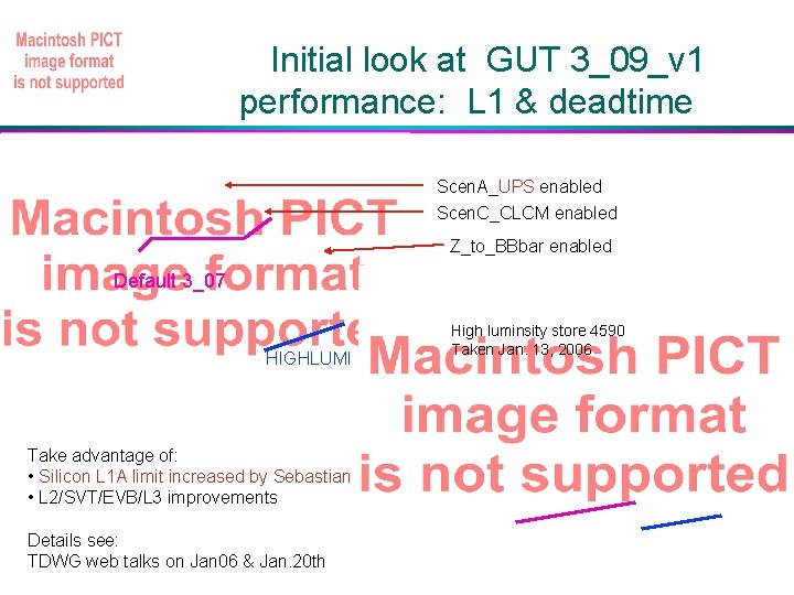 Initial look at GUT 3_09_v 1 performance: L 1 & deadtime Scen. A_UPS enabled