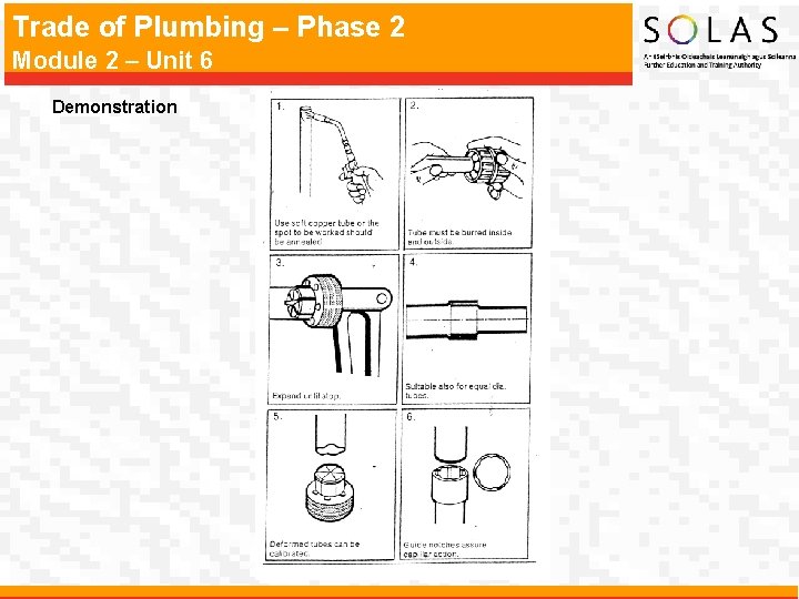Trade of Plumbing – Phase 2 Module 2 – Unit 6 Demonstration 