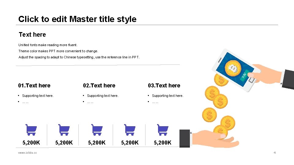 Click to edit Master title style Text here Unified fonts make reading more fluent.