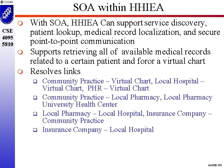 SOA within HHIEA m CSE 4095 5810 m m With SOA, HHIEA Can support