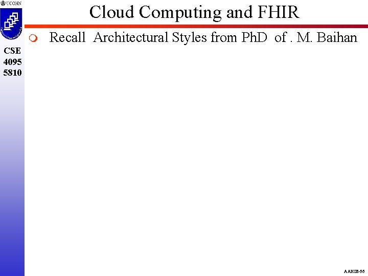 Cloud Computing and FHIR m Recall Architectural Styles from Ph. D of. M. Baihan