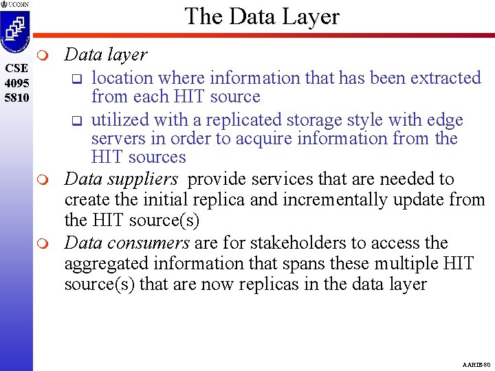 The Data Layer CSE 4095 5810 m m m Data layer q location where
