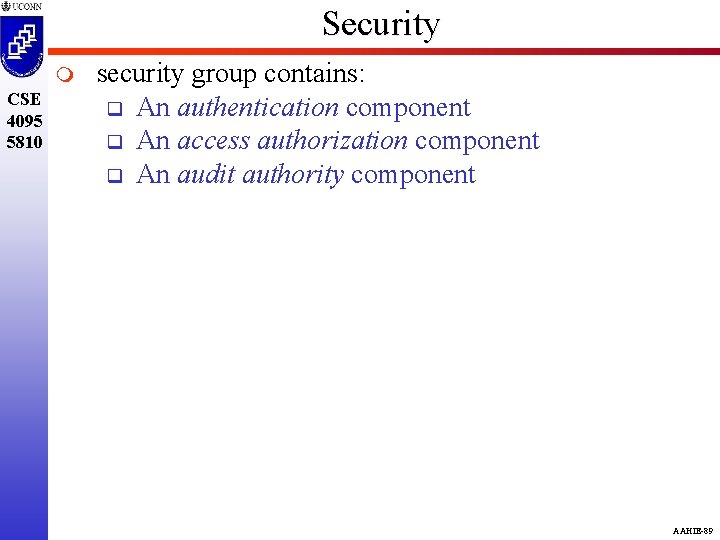 Security m CSE 4095 5810 security group contains: q An authentication component q An