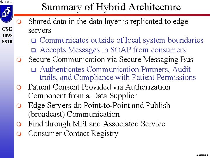 Summary of Hybrid Architecture m CSE 4095 5810 m m m Shared data in