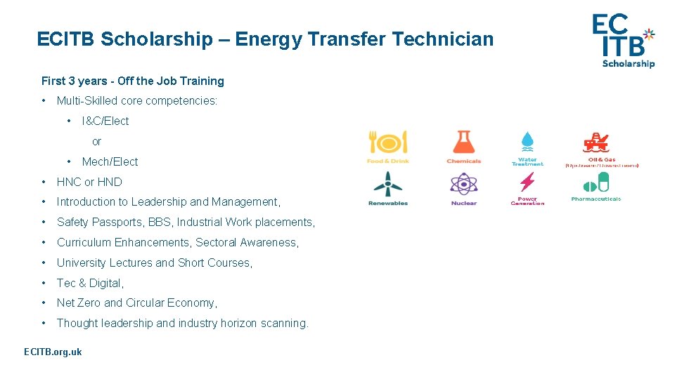 ECITB Scholarship – Energy Transfer Technician First 3 years - Off the Job Training