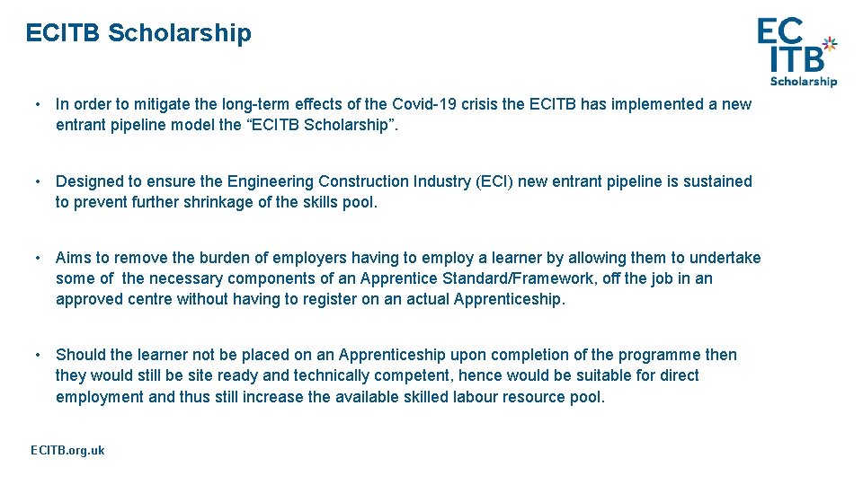 ECITB Scholarship • In order to mitigate the long-term effects of the Covid-19 crisis