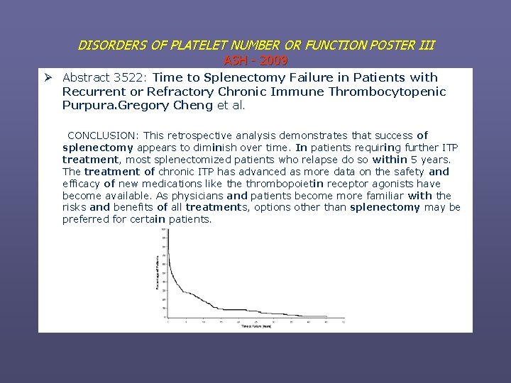 DISORDERS OF PLATELET NUMBER OR FUNCTION POSTER III ASH - 2009 Ø Abstract 3522: