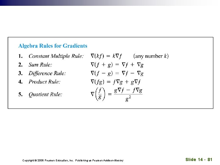 Copyright © 2008 Pearson Education, Inc. Publishing as Pearson Addison-Wesley Slide 14 - 81