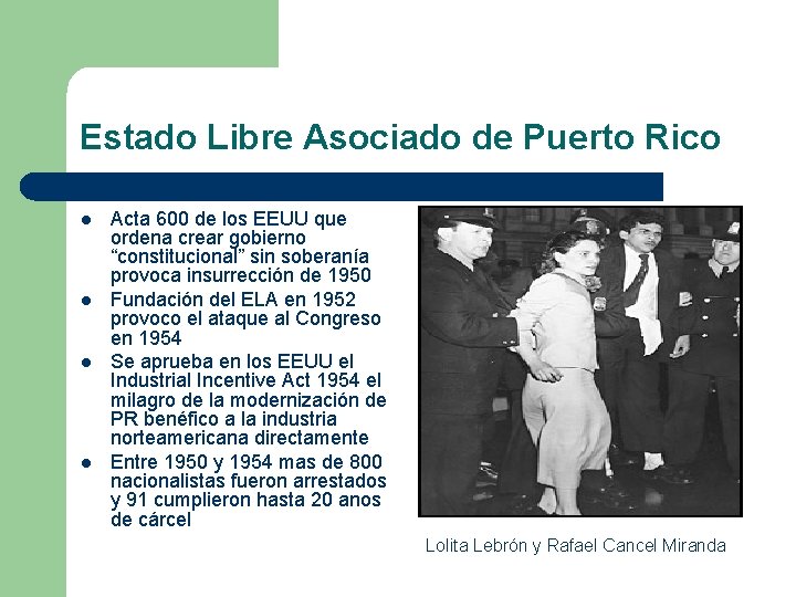 Estado Libre Asociado de Puerto Rico l l Acta 600 de los EEUU que