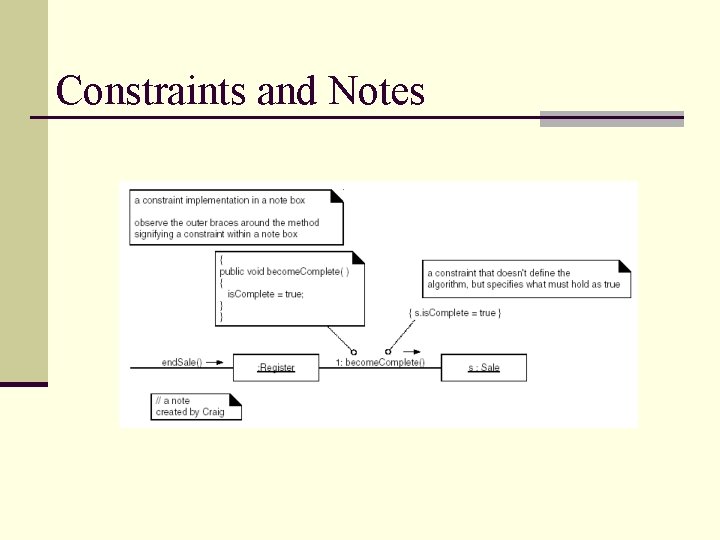 Constraints and Notes Constraints and Notes