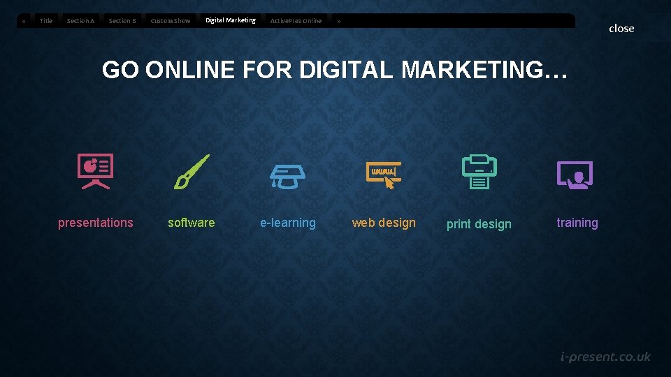  « Title Section A Section B Custom Show Digital Marketing Active. Prez Online