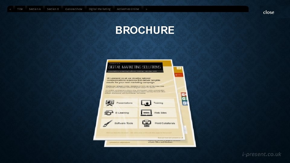  « Title Section A Section B Custom Show Digital Marketing Active. Prez Online