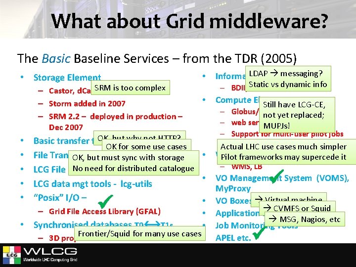 What about Grid middleware? The Basic Baseline Services – from the TDR (2005) •