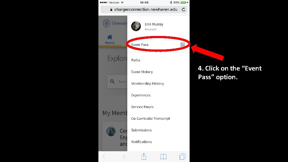 4. Click on the “Event Pass” option. 4. Click on the “Event Pass” option.