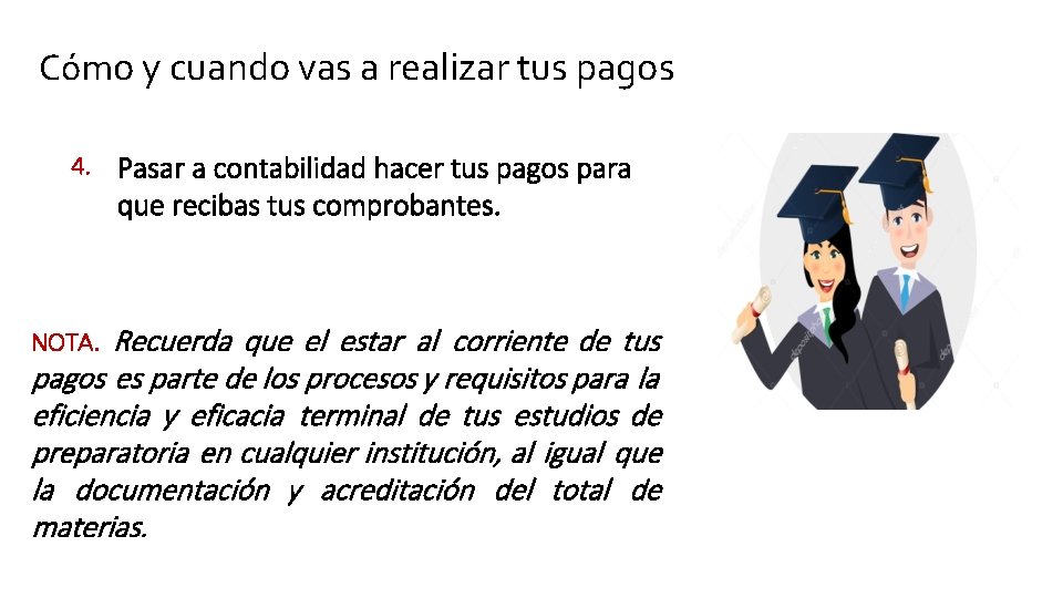 Cómo y cuando vas a realizar tus pagos 4. Pasar a contabilidad hacer tus