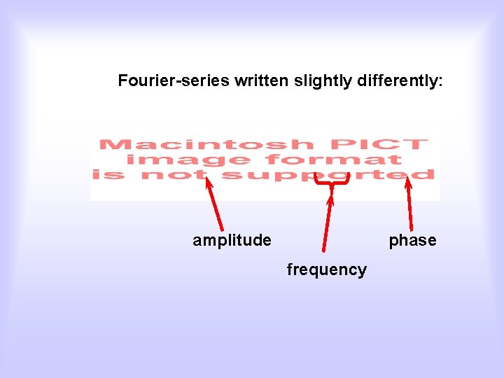 Fourier-series written slightly differently: amplitude phase frequency 