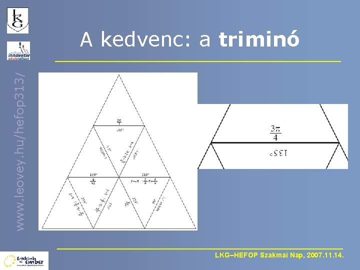 www. leovey. hu/hefop 313/ A kedvenc: a triminó LKG–HEFOP Szakmai Nap, 2007. 11. 14.