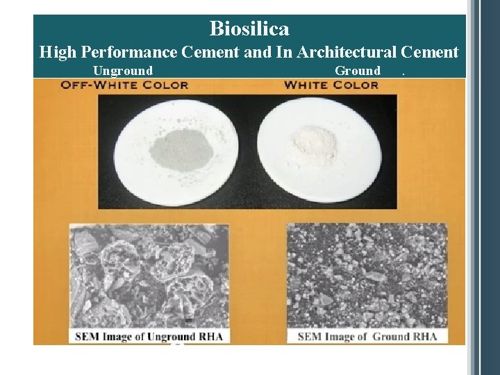 Biosilica High Performance Cement and In Architectural Cement Unground Ground . 