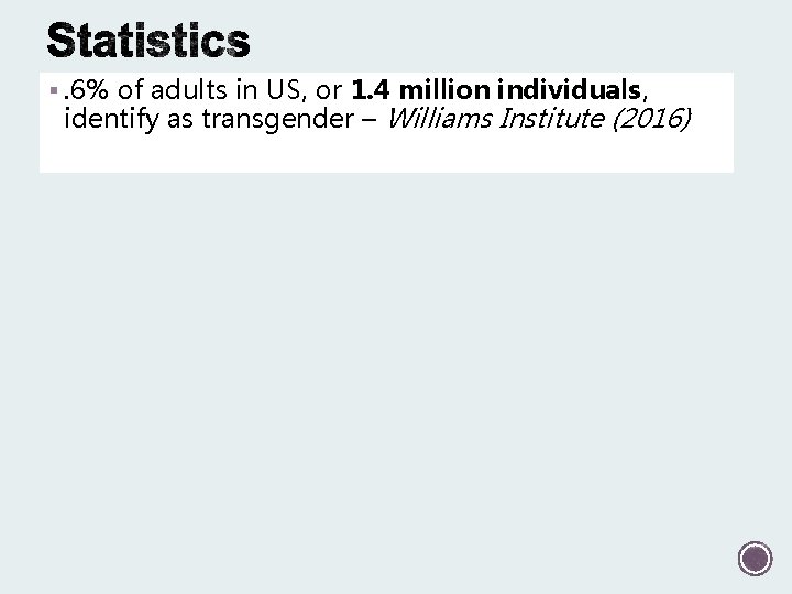 §. 6% of adults in US, or 1. 4 million individuals, identify as transgender