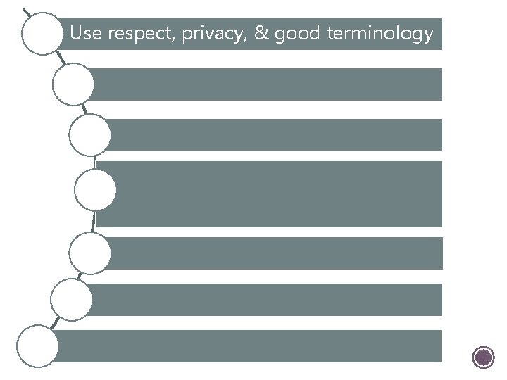 Use respect, privacy, & good terminology 