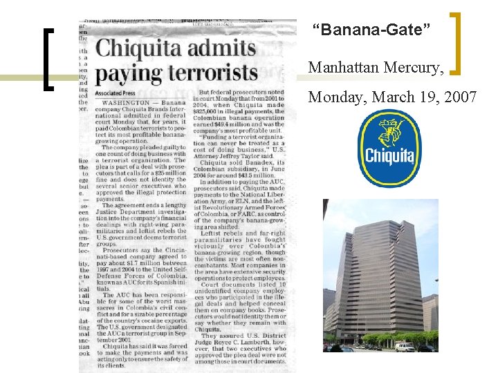 “Banana-Gate” Manhattan Mercury, Monday, March 19, 2007 
