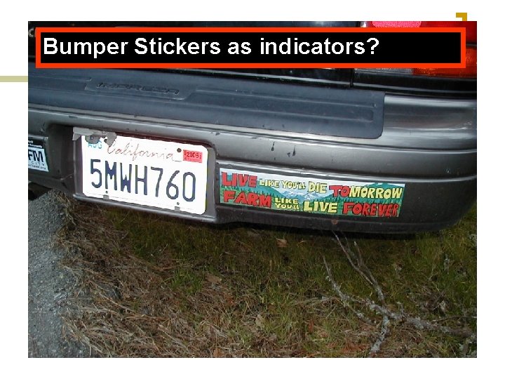 Bumper Stickers as indicators? 