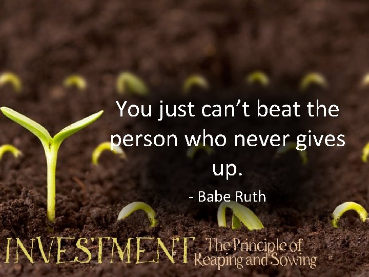 You just can’t beat the person who never gives up. - Babe Ruth 