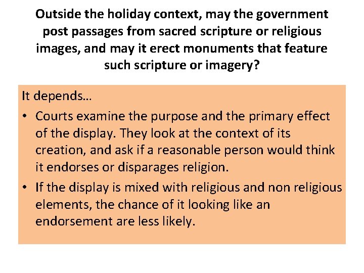 Outside the holiday context, may the government post passages from sacred scripture or religious