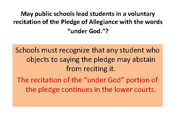 May public schools lead students in a voluntary recitation of the Pledge of Allegiance