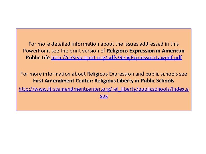 For more detailed information about the issues addressed in this Power. Point see the