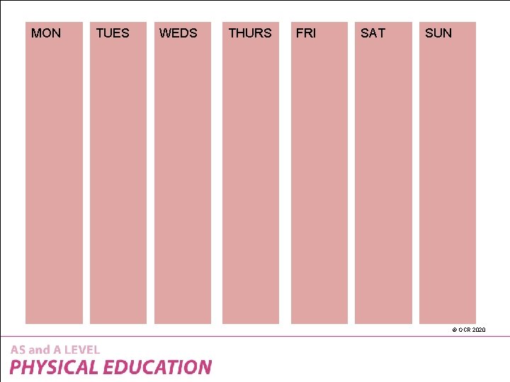 MON TUES WEDS THURS FRI SAT SUN © OCR 2020 