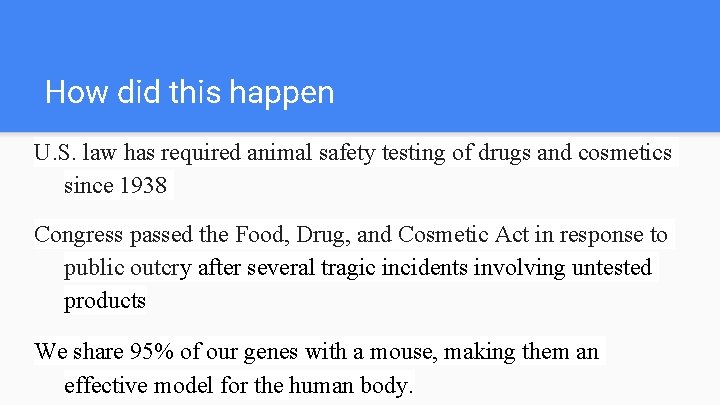 How did this happen U. S. law has required animal safety testing of drugs
