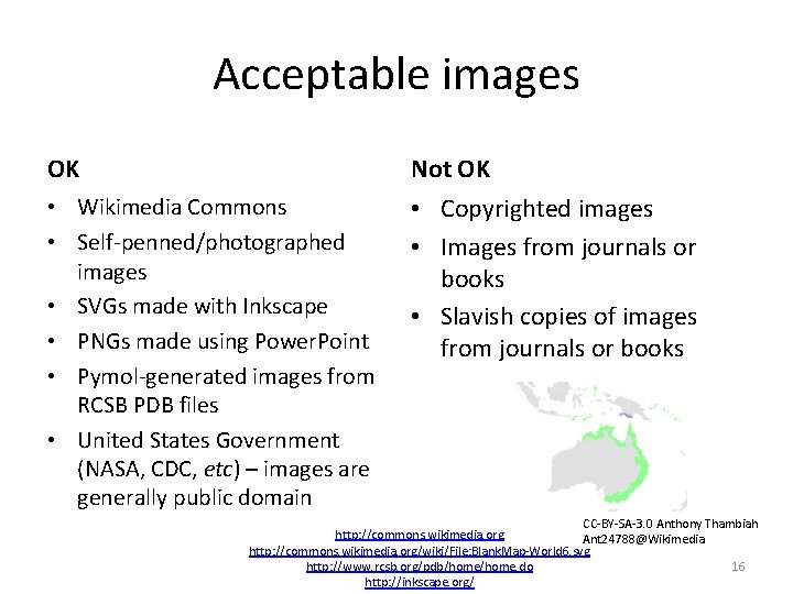 Acceptable images OK Not OK • Wikimedia Commons • Self-penned/photographed images • SVGs made Acceptable images OK Not OK • Wikimedia Commons • Self-penned/photographed images • SVGs made