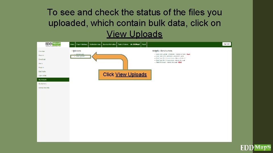 To see and check the status of the files you uploaded, which contain bulk