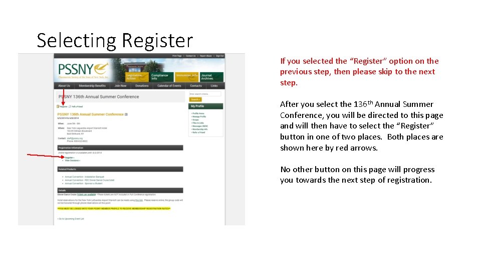 Selecting Register If you selected the “Register” option on the previous step, then please