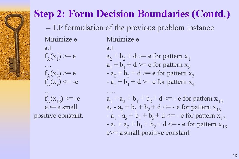 Step 2: Form Decision Boundaries (Contd. ) – LP formulation of the previous problem