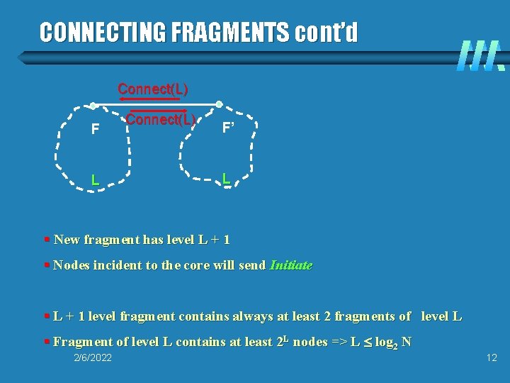 CONNECTING FRAGMENTS cont’d Connect(L) F L Connect(L) F’ L § New fragment has level