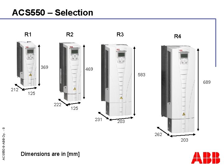 ACS 550 – Selection R 1 R 2 369 R 3 R 4 469