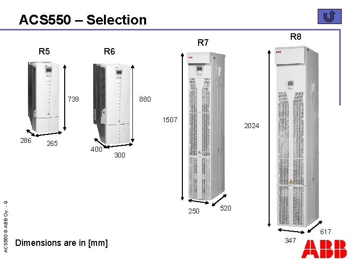 ACS 550 – Selection R 5 R 6 739 R 8 R 7 880